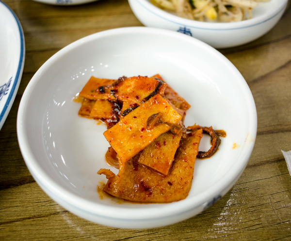 Appetizing Korean fish cakes served as a delectable side dish in traditional cuisine.